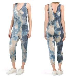 21 Saints Gray Tie Dye Overall Jogger Jumpsuit Loungewear Soft & Cozy